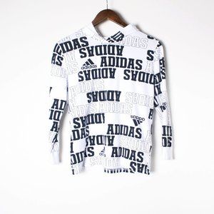 Adidas Medium 10/12 Long Sleeve Hooded Pull Over Black & White EUC